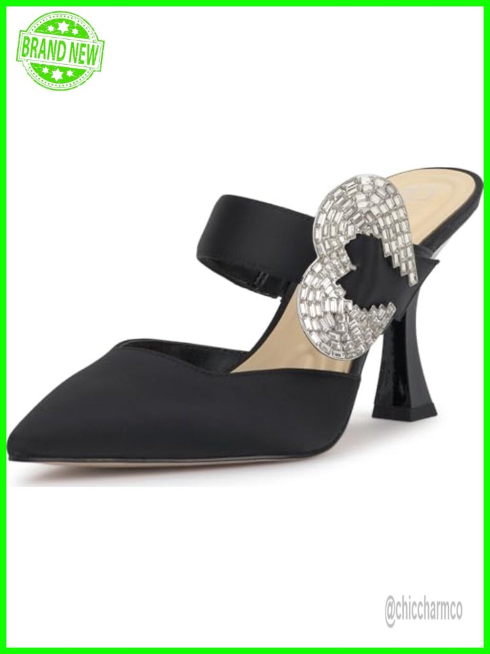 Satin Pointed Toe Slingback Mule Heeled Sandal